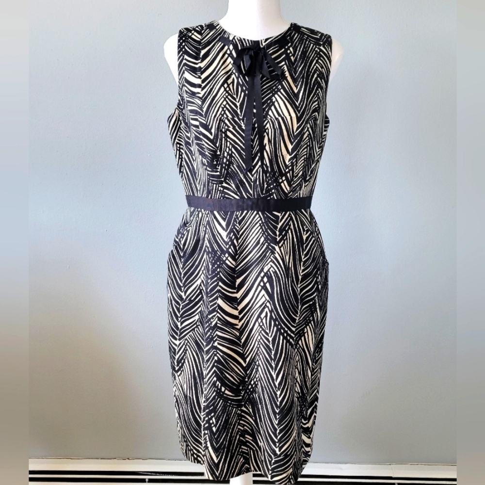 Milly of New York Black & Beige Sheath Dress | Size 6